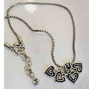BRIGHTON VIENNA Hearts Black Silver NECKLACE NWOT